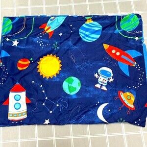 2 Standard Pillowcases Outer Space Rocket Spaceship Moon Stars Comet